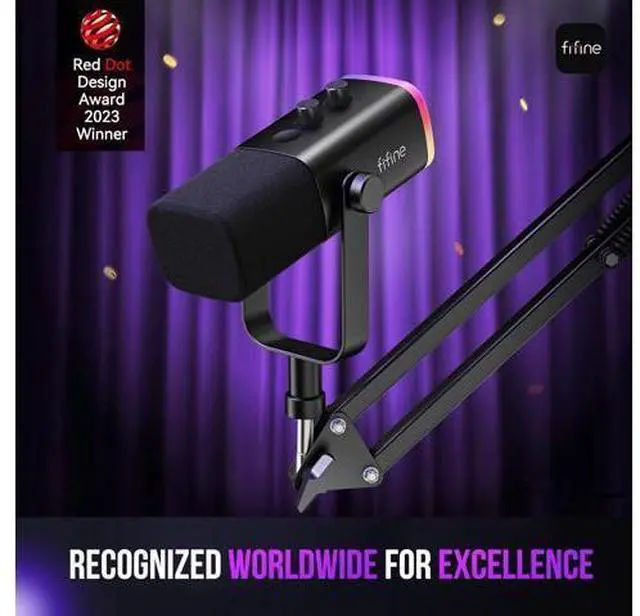 Alt view image 2 of 7 - Deuninker XLR/USB Gaming Microphone Set, Dynamic PC Mic for Streaming Podcasting, Computer RGB Mic Kit with Boom Arm Stand, Mute Button, Headphones Jack, for Recording Vocal Voice-Over-AmpliGame AM8T