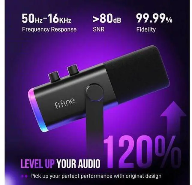 Alt view image 3 of 7 - Deuninker XLR/USB Gaming Microphone Set, Dynamic PC Mic for Streaming Podcasting, Computer RGB Mic Kit with Boom Arm Stand, Mute Button, Headphones Jack, for Recording Vocal Voice-Over-AmpliGame AM8T