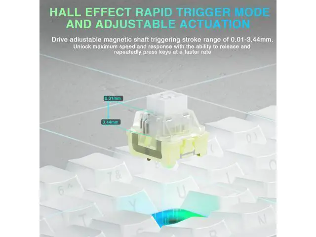 Alt view image 6 of 7 - Aula MINI60 HE PRO - 60% Mechanical Gaming Keyboard Wireless, Hall Effect Magnetic Switch Hot Swappable, Rapid Trigger Mode, 8000 Hz Polling Rate, 60 Percent Compact Design (White)