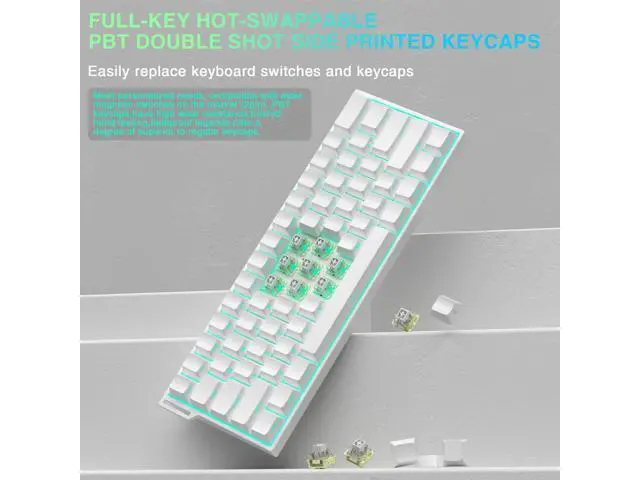 Alt view image 7 of 7 - Aula MINI60 HE PRO - 60% Mechanical Gaming Keyboard Wireless, Hall Effect Magnetic Switch Hot Swappable, Rapid Trigger Mode, 8000 Hz Polling Rate, 60 Percent Compact Design (White)