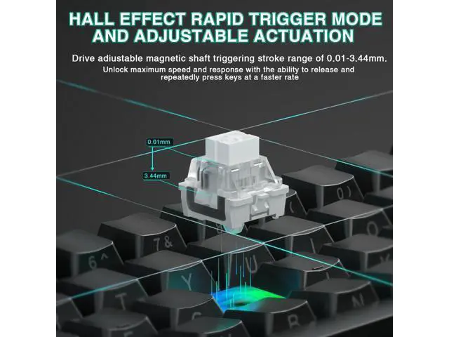 Alt view image 6 of 7 - Aula MINI60 HE PRO - 60% Mechanical Gaming Keyboard Wireless, Hall Effect Magnetic Switch Hot Swappable, Rapid Trigger Mode, 8000 Hz Polling Rate, 60 Percent Compact Design (Black)