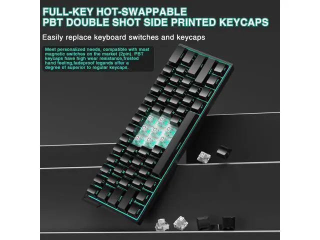Alt view image 7 of 7 - Aula MINI60 HE PRO - 60% Mechanical Gaming Keyboard Wireless, Hall Effect Magnetic Switch Hot Swappable, Rapid Trigger Mode, 8000 Hz Polling Rate, 60 Percent Compact Design (Black)