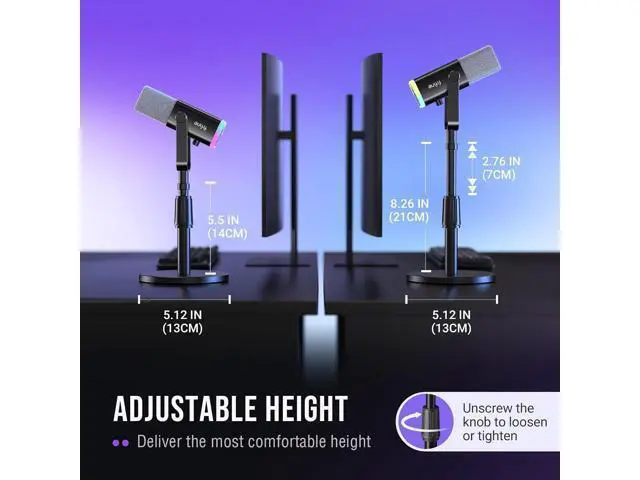 Alt view image 7 of 7 - Deuninker Studio Dynamic Microphone with Adjustable Desktop Mic Stand Kit, XLR/USB Microphone with Tap-to-Mute, Volume Controls, Metal Build, Table Mic Stand for Recording, Podcast, Streaming-K688+BS1