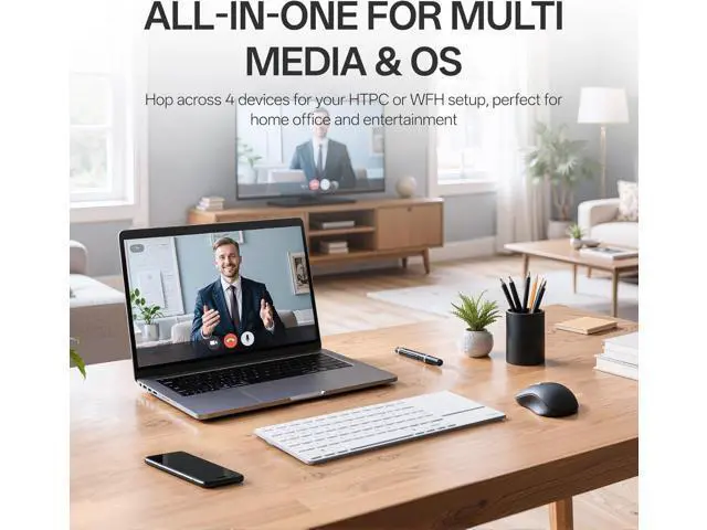 Alt view image 3 of 7 - Rapoo Portable Wireless Keyboard with Touchpad, Multi-Device HTPC Keyboard for PC-Connected TV/Tablet/Steam Deck/Gaming Console/Raspberry Pi/Mini PC - Support Touch Gestures for Windows & Mac