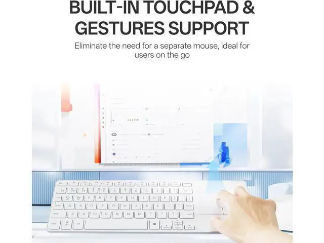 Alt view image 4 of 7 - Rapoo Portable Wireless Keyboard with Touchpad, Multi-Device HTPC Keyboard for PC-Connected TV/Tablet/Steam Deck/Gaming Console/Raspberry Pi/Mini PC - Support Touch Gestures for Windows & Mac