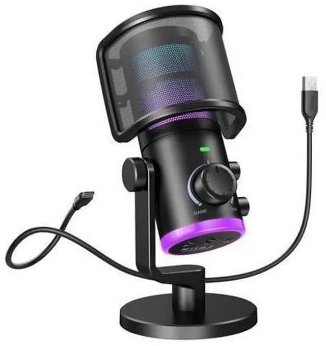 Main image of Deuninker Gaming Microphone with Pop Filter Set, USB Streaming Mic for Podcast with Noise Cancellation, Mute Tap, Bundle with Pop Screen with Metal Mesh,Windscreen for PS4/PS5 Discord YouTube (AM6+U1)