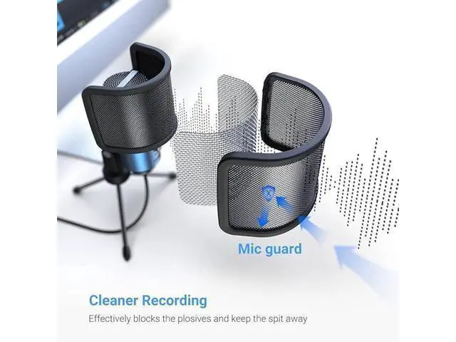 Alt view image 7 of 7 - Deuninker Gaming Microphone with Pop Filter Set, USB Streaming Mic for Podcast with Noise Cancellation, Mute Tap, Bundle with Pop Screen with Metal Mesh,Windscreen for PS4/PS5 Discord YouTube (AM6+U1)
