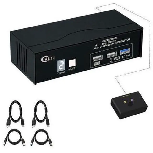 Main image of 8K30Hz 4K144Hz Dual Monitor KVM Switch Displayport 1.4, 2 Port USB 3.0 DP KVM Switch 2 Monitors 2 Computers with Cables, Digital Display