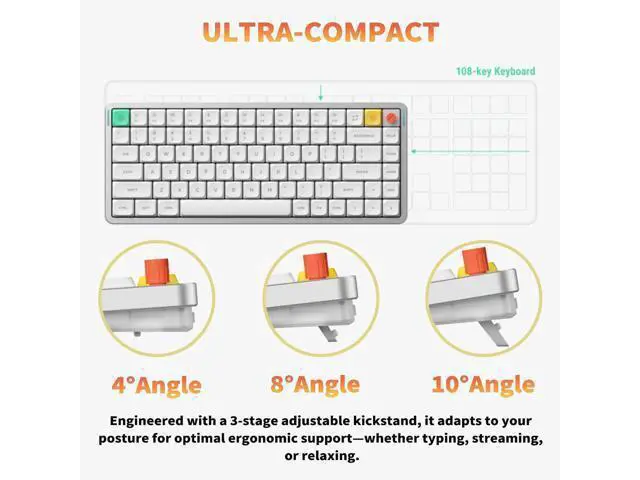 Alt view image 5 of 7 - Air75 V3 Hot Swappable Wireless Mechanical Keyboard, 84 Keys 75% Custom Low Profile Keyboard with Knob, RGB Backlit, Gasket Mounted, Support Bluetooth/2.4GHz/USB-C,Black-Red Nano