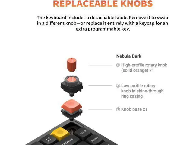 Alt view image 7 of 7 - Air75 V3 Hot Swappable Wireless Mechanical Keyboard, 84 Keys 75% Custom Low Profile Keyboard with Knob, RGB Backlit, Gasket Mounted, Support Bluetooth/2.4GHz/USB-C,Black-Red Nano