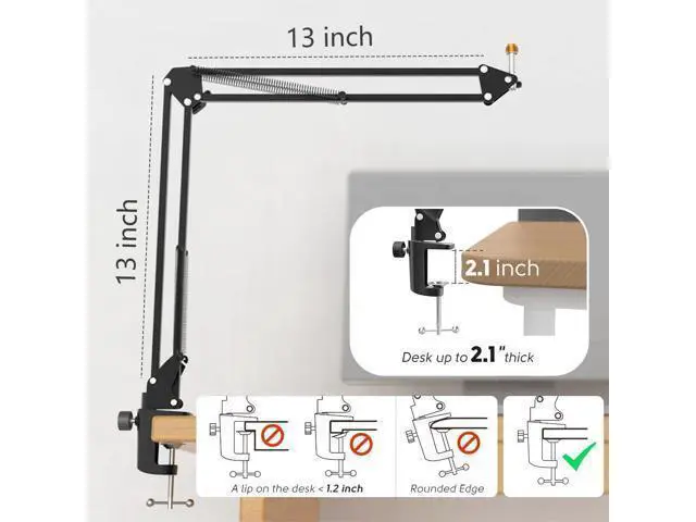 Alt view image 7 of 7 - Deuninker Gaming USB Microphone Bundle with Arm Stand, RGB Condenser Desktop Mic with 4 Polar Patterns for Streaming, Mic Boom Arm with Heavy Duty Clamp, Suspension Scissor for Voice-Over(A8Plus+CS1)