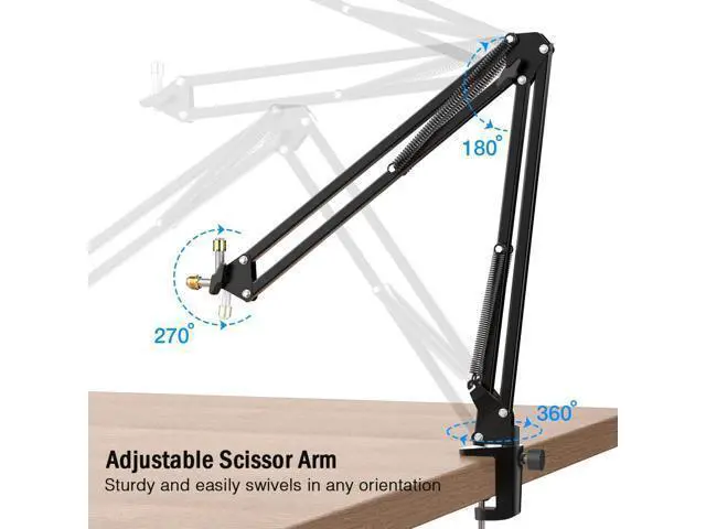 Alt view image 6 of 7 - Deuninker Gaming USB Microphone Bundle with Arm Stand, RGB Condenser Desktop Mic with 4 Polar Patterns for Streaming, Mic Boom Arm with Heavy Duty Clamp, Suspension Scissor for Voice-Over(A8Plus+CS1)
