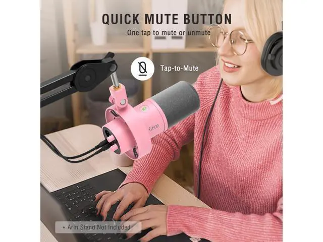 Alt view image 5 of 7 - Deuninker XLR/USB Microphone Set with Boom Arm, Recording Dynamic Microphone with Gain Knob, Headphone Jack, Adjustable Metal Mic Arm Stand for Podcast-K688P+CS1P