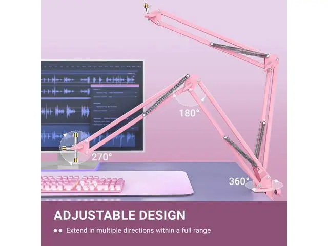 Alt view image 7 of 7 - Deuninker XLR/USB Microphone Set with Boom Arm, Recording Dynamic Microphone with Gain Knob, Headphone Jack, Adjustable Metal Mic Arm Stand for Podcast-K688P+CS1P