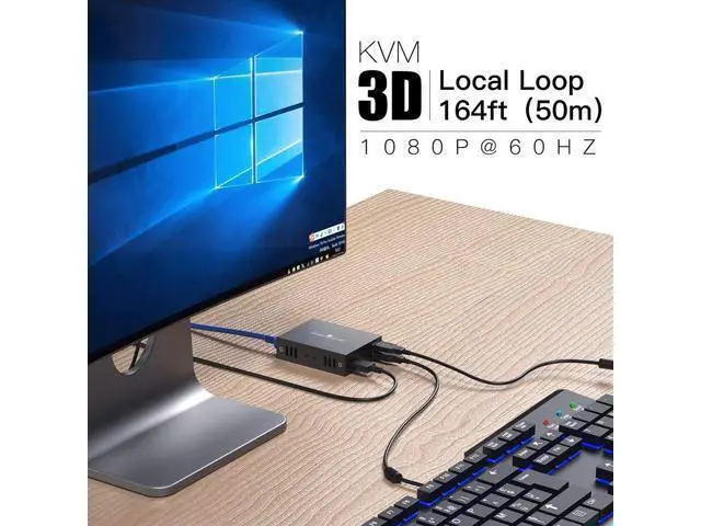 Alt view image 2 of 7 - Ennovor HDMI KVM USB Extender Transmit 1080p HD Video Over Cat5e/6 Ethernet Cable 50m (164ft) for Mouse and Keyboard Control Remote Signals