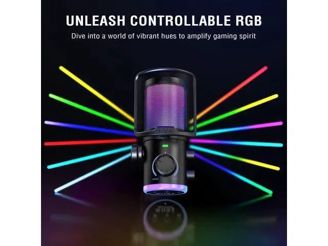 Alt view image 6 of 7 - Deuninker USB Streaming Microphone Kit for Gaming, Condenser Mic with RGB, Noise Cancellation, Game/Chat Dial-Plug & Play for PC Twitch/YouTube/Podcast, Includes Boom Arm & Pop Filter-AmpliGame AM6T