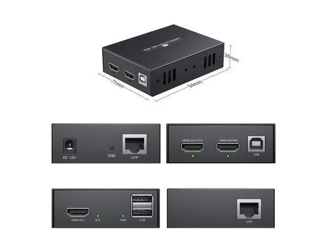 Alt view image 5 of 7 - Ennovor HDMI KVM USB Extender Transmit 1080p HD Video Over Cat5e/6 Ethernet Cable 50m (164ft) for Mouse and Keyboard Control Remote Signals