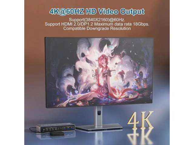 Alt view image 5 of 7 - Ennovor KVM Switch 4 Computers 2 Monitors Displayport and HDMI 4K@60Hz, USB 3.0 4 Port Dual Monitors KVM Switch with Audio Microphone Output and 3 USB 3.0 Ports, 4 in 2 Out Monitor Switch for 4 PCs