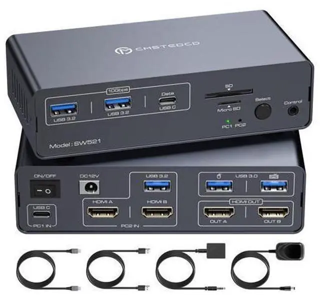 Main image of FQuanmap KVM Docking Station USB C KVM Switch 2 Monitors 2 Computers HDMI 4K60Hz EDID Dual Monitor Switcher for Laptop and PC Share 13 in 1 Dock