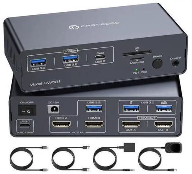 Main image of Ennovor KVM Docking Station USB C KVM Switch 2 Monitors 2 Computers HDMI 4K60Hz EDID Dual Monitor Switcher for Laptop and PC Share 13 in 1 Dock