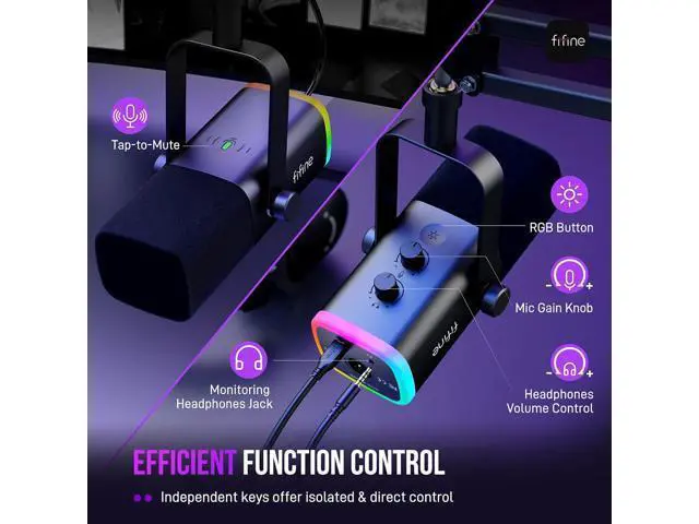 Alt view image 6 of 7 - Deuninker XLR/USB Dynamic Microphone Kit with Studio Monitor Headphones, Gaming Microphone for PC Bundle with Over-Ear Wired Headphones, Mic Boom Arm for Streaming, Podcast, Vocal Recording (AM8T+H8)