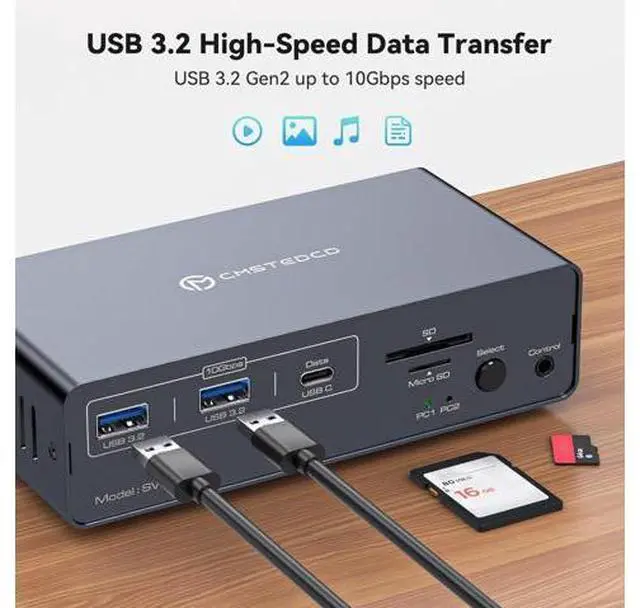 Alt view image 7 of 7 - Ennovor KVM Docking Station USB C KVM Switch 2 Monitors 2 Computers HDMI 4K60Hz EDID Dual Monitor Switcher for Laptop and PC Share 13 in 1 Dock
