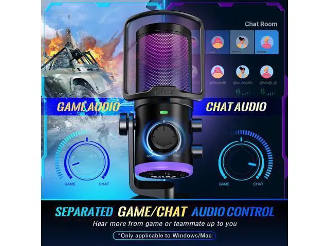 Alt view image 2 of 7 - Deuninker Gaming Microphone with Pop Filter Set, USB Streaming Mic for Podcast with Noise Cancellation, Mute Tap, Bundle with Pop Screen with Metal Mesh,Windscreen for PS4/PS5 Discord YouTube (AM6+U1)