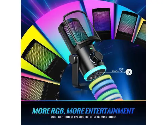 Alt view image 4 of 7 - Deuninker Gaming Microphone with Pop Filter Set, USB Streaming Mic for Podcast with Noise Cancellation, Mute Tap, Bundle with Pop Screen with Metal Mesh,Windscreen for PS4/PS5 Discord YouTube (AM6+U1)