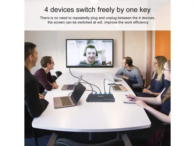 Alt view image 3 of 7 - KVM Switch HDMI 4K @60Hz 4 Port Box, USB Switch with 4 USB 2.0 Hubs, 4 in 1 Out HDMI KVM Switch Support Wireless Keyboard and Mouse and hotkey Switching, No Power Require eokCXOY