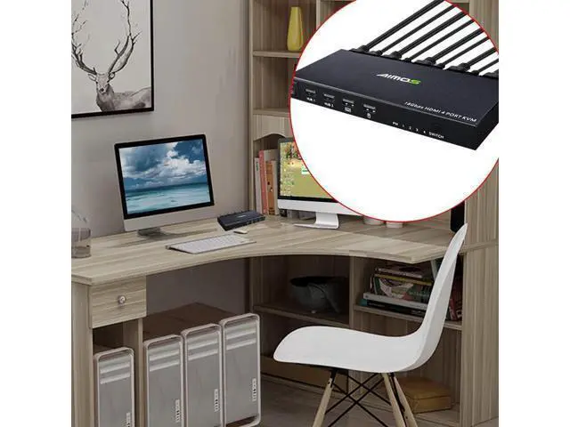 Alt view image 4 of 7 - KVM Switch HDMI 4K @60Hz 4 Port Box, USB Switch with 4 USB 2.0 Hubs, 4 in 1 Out HDMI KVM Switch Support Wireless Keyboard and Mouse and hotkey Switching, No Power Require eokCXOY
