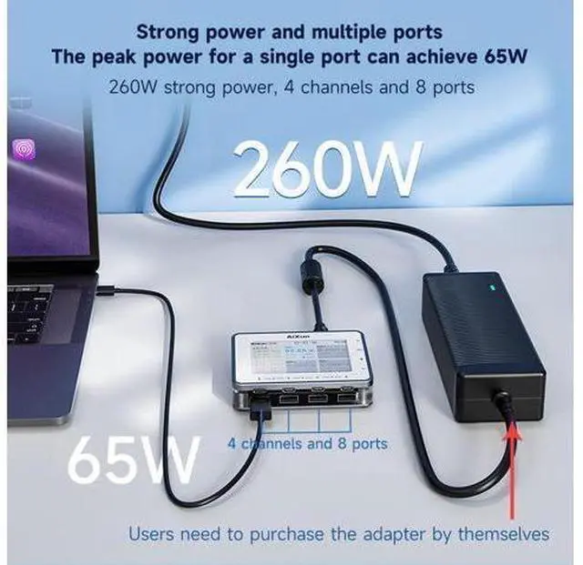 Alt view image 5 of 6 - Aixun PF26 Multi-Channel Smart Fast Charging Station, 8-Port USB Repair Test Power Hub with Real-Time Voltage Display for Phone Diagnostics