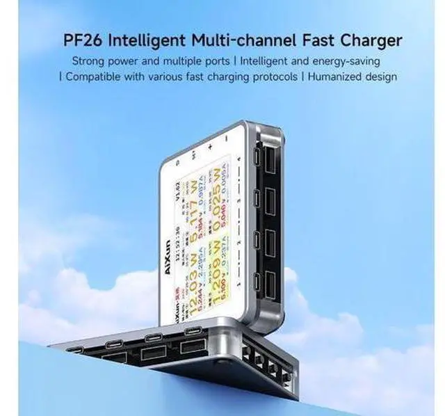 Alt view image 4 of 6 - Aixun PF26 Multi-Channel Smart Fast Charging Station, 8-Port USB Repair Test Power Hub with Real-Time Voltage Display for Phone Diagnostics