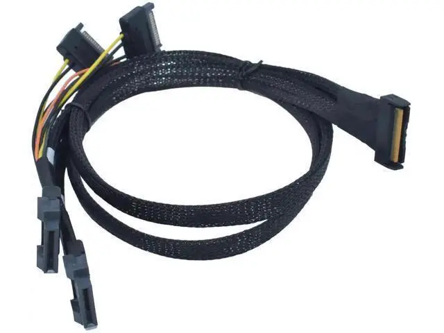 Alt view image 2 of 5 - PCIe 5.0 MCIO x8 to 2 EDSFF E1 E3 Cable for E1.S E1.L E3.S E3.L SSD with 15P Power