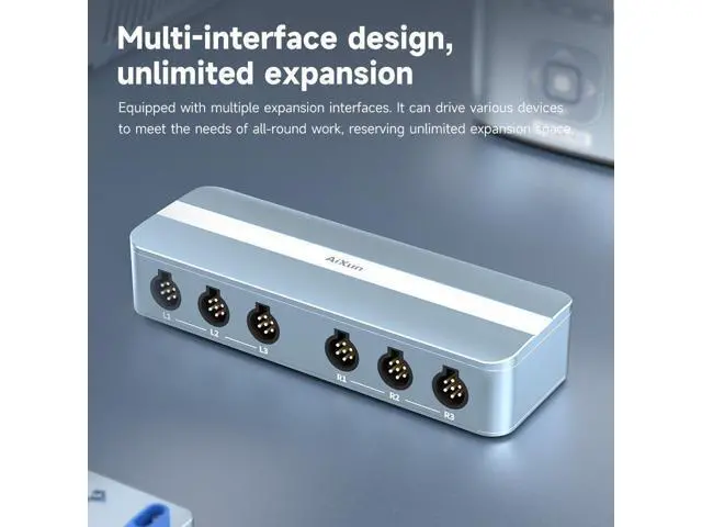 Alt view image 4 of 6 - AIXUN EB01 Docking Station Dual Channel Input 6-in-2 HUB Ports for Aixun Peripherals Expansion for iPhone Repair Docking