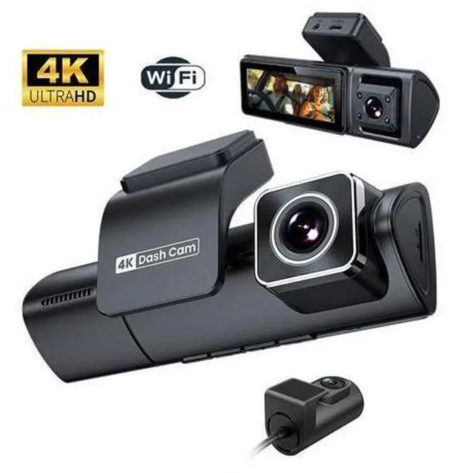 Main image of QURO Dashcam 3 Camera Front 4K+Interior Night Vision 1080P+ Rear 1080P 3 Channels Auto Car Camera 3.2"IPS Screen WiFi App Control