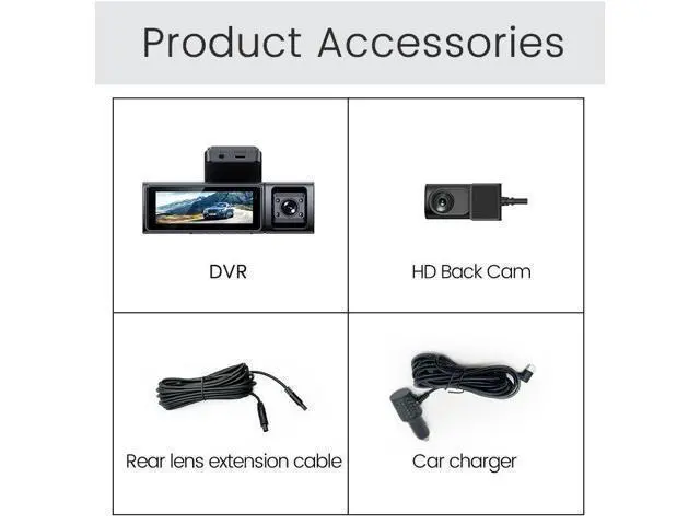 Alt view image 3 of 6 - QURO Dashcam 3 Camera Front 4K+Interior Night Vision 1080P+ Rear 1080P 3 Channels Auto Car Camera 3.2"IPS Screen WiFi App Control