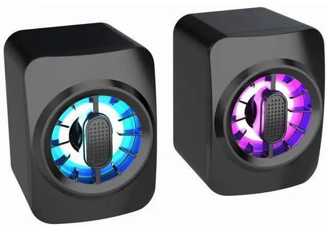 Alt view image 2 of 5 - LED Light Mini Computer Speakers,6W PC Powered Speakers USB Speaker Monitor Speakers for Desktop Computer/PC/Laptop Gaming Speaker
