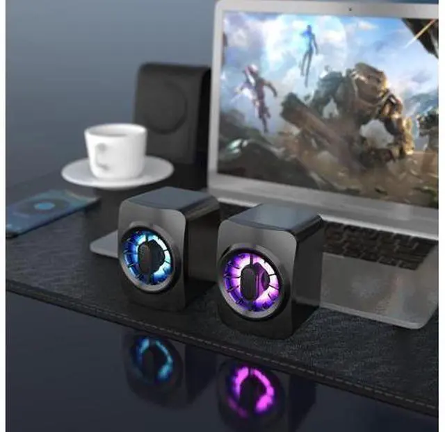 Alt view image 5 of 5 - LED Light Mini Computer Speakers,6W PC Powered Speakers USB Speaker Monitor Speakers for Desktop Computer/PC/Laptop Gaming Speaker