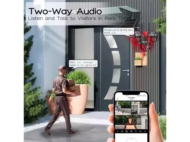 Alt view image 2 of 7 - V380 Triple-Lens 4G Solar Security Camera 12MP Ultra HD, Smart Night Vision, Two-Way Audio, Outdoor, Solar Powered