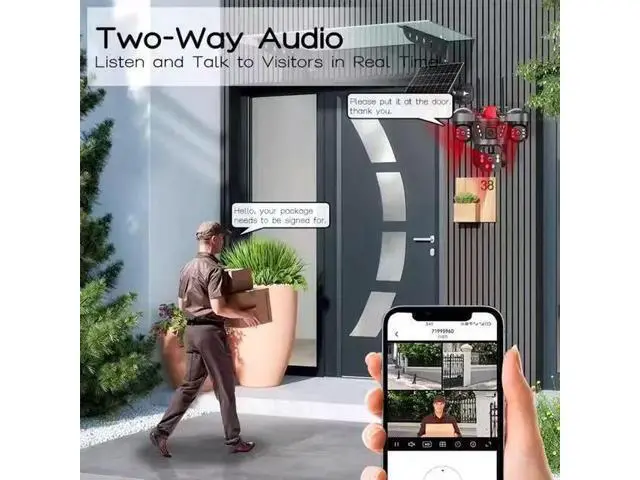 Alt view image 7 of 7 - V380 Triple-Lens 4G Solar Security Camera 12MP Ultra HD, Smart Night Vision, Two-Way Audio, Outdoor, Solar Powered