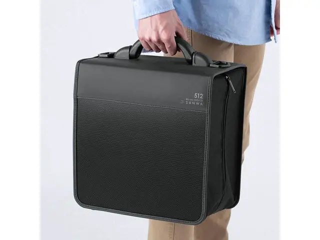 Alt view image 5 of 7 - SANWA 512 Capacity CD Case, Shell Design CD Sleeves, Portable DVD VCD Storage Box, Portable Zipper Bag, EVA Protective Blu-ray Wallet with Handle, for Car, Home, Office, Games Disc, Audio Music,Black