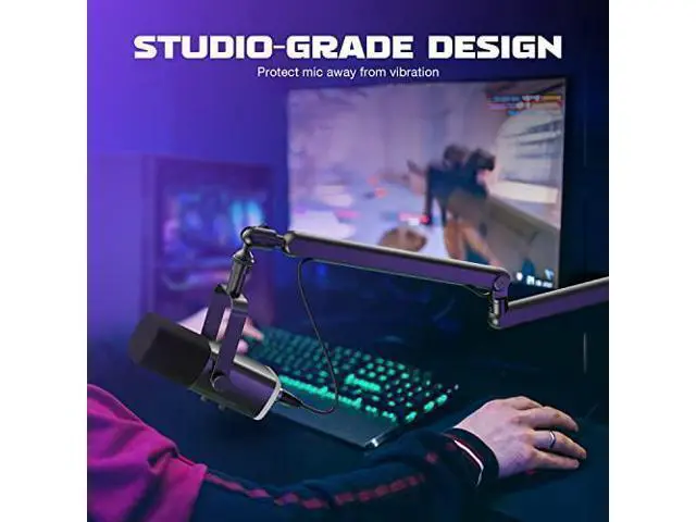Alt view image 3 of 7 - Deuninker Microphone Boom Arm, Low Profile Arm Stand with XLR Cable Bundle, 10feet Recording Mic Audio Cord, Cable Management, Desk Mount Clamp, Screw Adapter, for Gaming, Streaming, Podcast (BM88+L9)