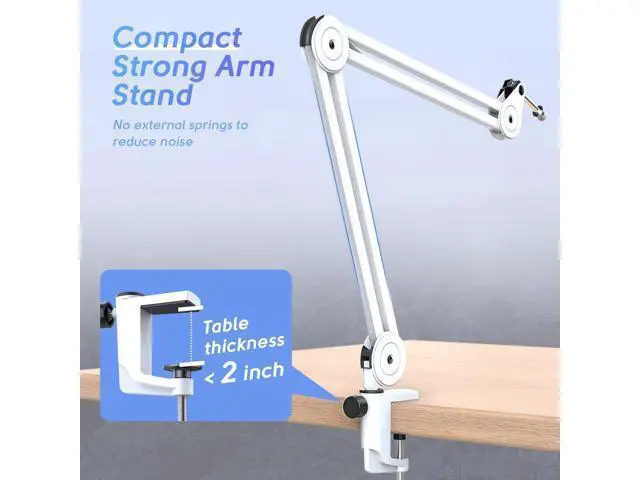 Alt view image 4 of 7 - Deuninker Gaming USB Microphone with Metal Boom Arm Bundle, PC Computer Streaming Mic with Mute, RGB, Gain Knob, Microphone Arm Stand with Desk Clamp Kit for Recording/Podcast (A8+BM63 White)