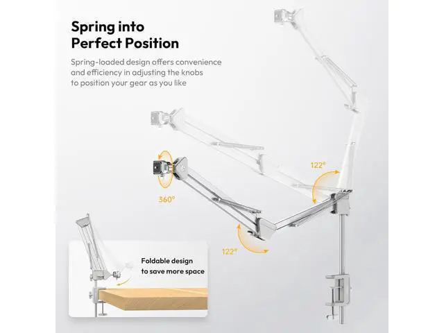 Alt view image 3 of 7 - Deuninker TH04 Overhead Camera Mount with Magic Arm and 1/4" Ball Head, with New Version F38 Quick Release Plate