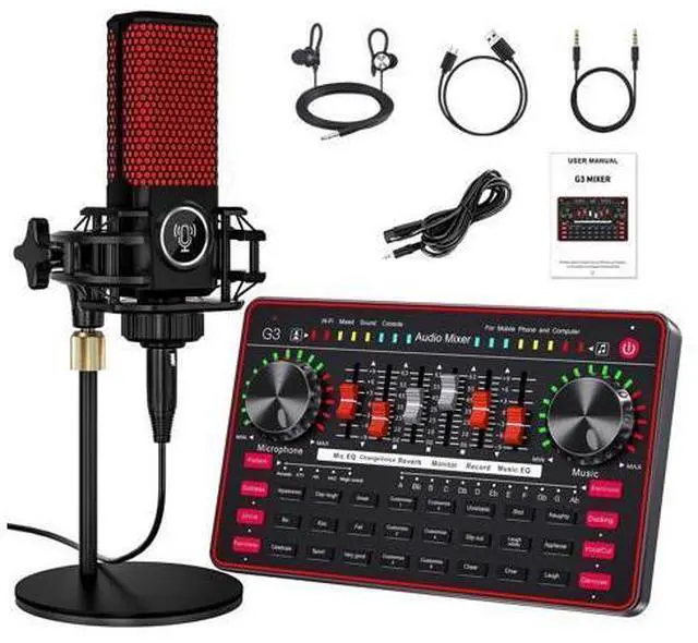 Main image of _Mega Brand G3 Audio Mixer for Podcast Equipment BundleLive Sound Card for StreamingAudio Interface DJ Mixer Sound Card/Board Condenser Microphone for Tiktok Gaming Video Content Creator