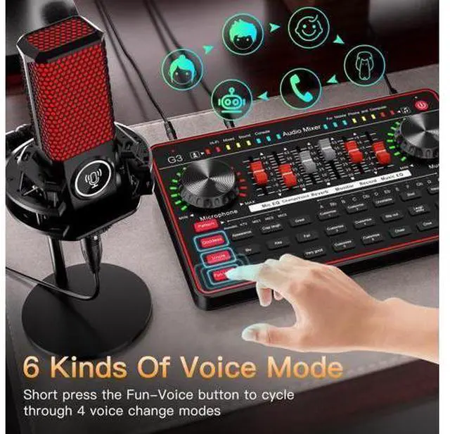 Alt view image 3 of 7 - _Mega Brand G3 Audio Mixer for Podcast Equipment BundleLive Sound Card for StreamingAudio Interface DJ Mixer Sound Card/Board Condenser Microphone for Tiktok Gaming Video Content Creator
