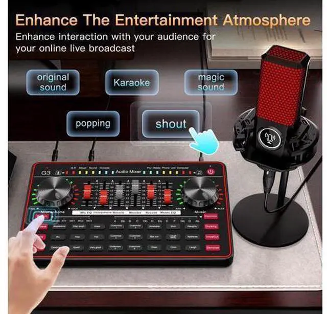 Alt view image 5 of 7 - _Mega Brand G3 Audio Mixer for Podcast Equipment BundleLive Sound Card for StreamingAudio Interface DJ Mixer Sound Card/Board Condenser Microphone for Tiktok Gaming Video Content Creator