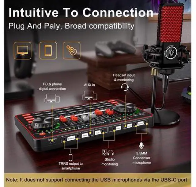 Alt view image 6 of 7 - _Mega Brand G3 Audio Mixer for Podcast Equipment BundleLive Sound Card for StreamingAudio Interface DJ Mixer Sound Card/Board Condenser Microphone for Tiktok Gaming Video Content Creator