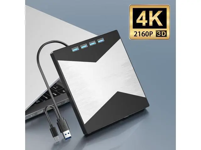Alt view image 5 of 5 - External Blu Ray Drives, 4K Portable Blu Ray Burner USB 3.0 Type-C UHD BD Player with SD/TF Port, CD/DVD Burner R/W 3D Blu Ray Drive, External 4k Blu Ray Drive Compatible with Windows Mac OS Laptop