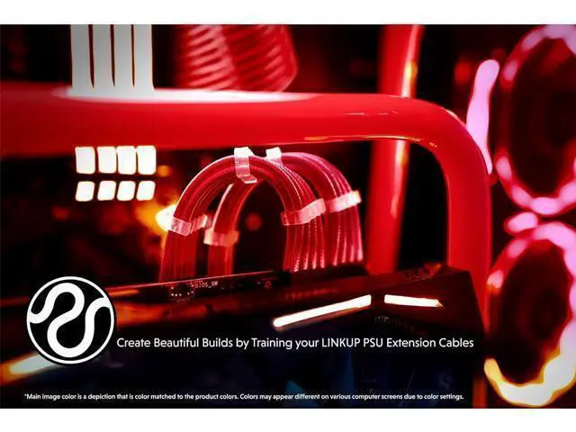 Alt view image 4 of 6 - LINKUP - 30cm PSU Cable Extension Sleeved Custom Mod GPU PC Braided w/Comb Kit - Compatible with RTX30901 x 24 P (20+4)2 x 8 P (4+4) CPU3 x 8 P (6+2) GPU Set300mm - Red